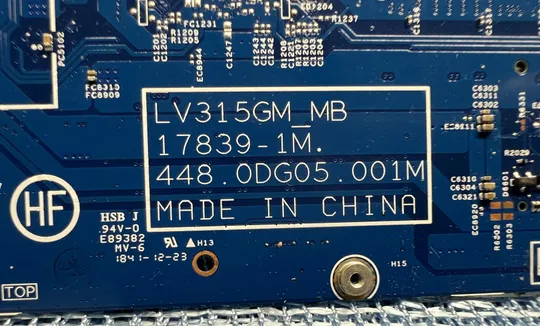 Материнская плата Lv315gm_mb 17839-1m 448.0dg05.001m от Lenovo v130-15igm model 81hL (на борту Intel Pentium N5000 SR3RZ, nuvoton npce285pa0dx) З аукціону