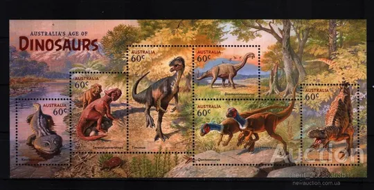 Австралия-Динозавры-2013. Чистый полный красивый комплект-М/Лист+ серия 6 марок.  MNH. Ціна