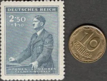 Купити Третий Рейх 1939 г. ОККУПАЦИЯ БОГЕМИИ И МОРАВИИ. МАРКА КРУПНАЯ С КЛЕЕМ.