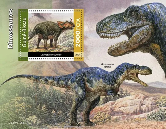 Купити Гвинея Бисау-Динозавры-2021.Чистый полный красивый комплект-3 Блока+ М/Лист.MNH.