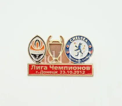 фото, Футбол значок - ФК Шахтер Донецк  - Челси Англия  ЛЧ 2012-13