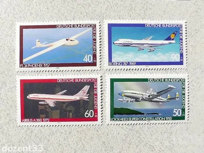 фото, Серія поштових марок Німеччина " Авіація " 1980 рік