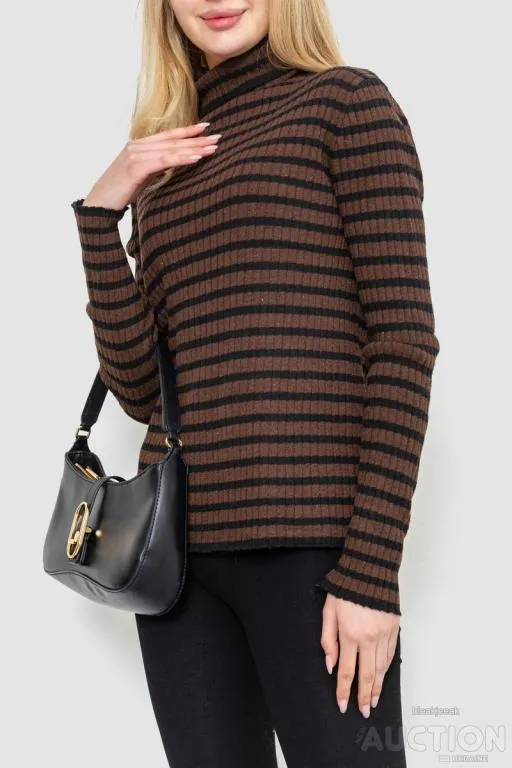 Гольф женский в полоску, цвет коричнево-черный, 244R2305 З аукціону