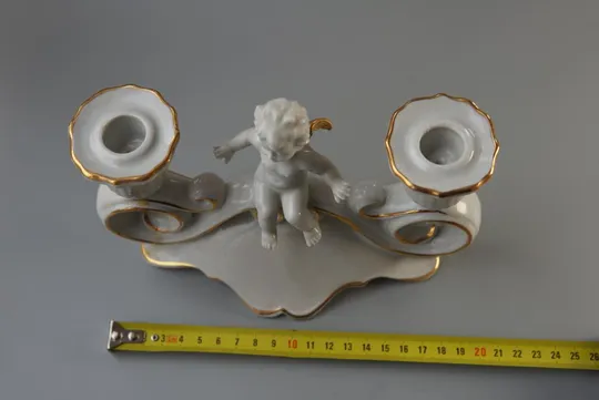 Фигура фарфор подсвечник Германия ГДР путти мальчик ангелочек ангел целый №10051 Недорого