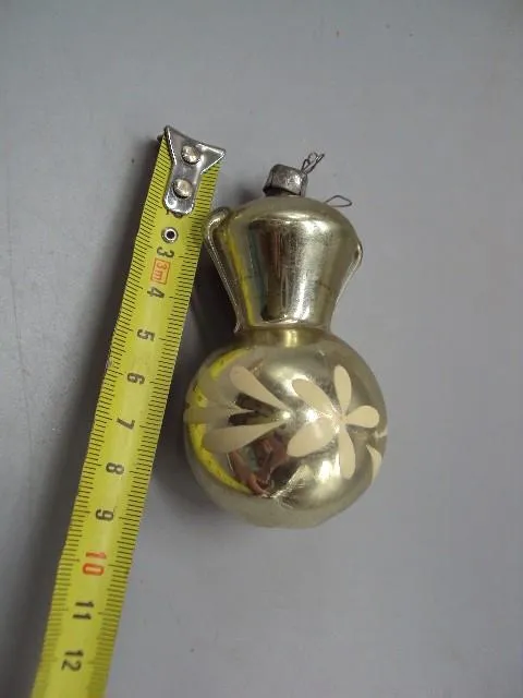 Елочная игрушка подвесная украшение ваза кувшин амфора узор цветок стекло ссср 8,5 см №14799 Інтернет-аукціон
