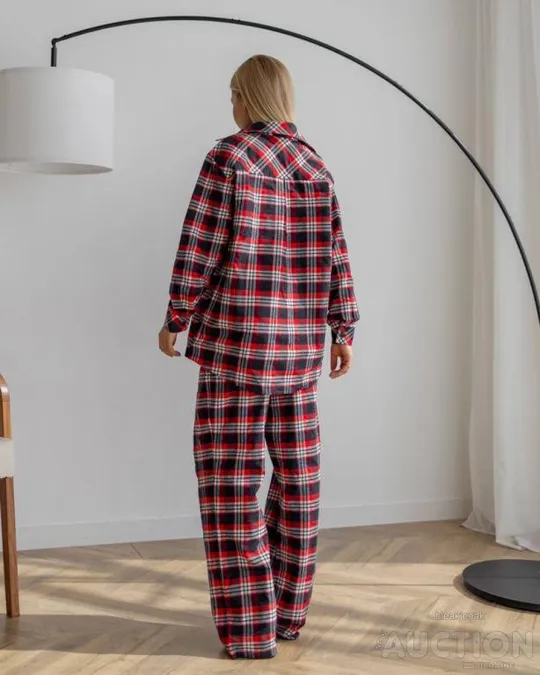 Жіночий піжамний костюм трійка Vanessa колір синьо-червоний Продаж