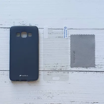 фото, Силіконовий чохол Samsung A300 Galaxy A3 2015 захисна плівка Melkco Чорний