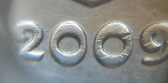 (7063) 50 копійок 2009 викрошки і розколи на аверсі (різновид) (50 копеек 2009 брак) Інтернет-аукціон