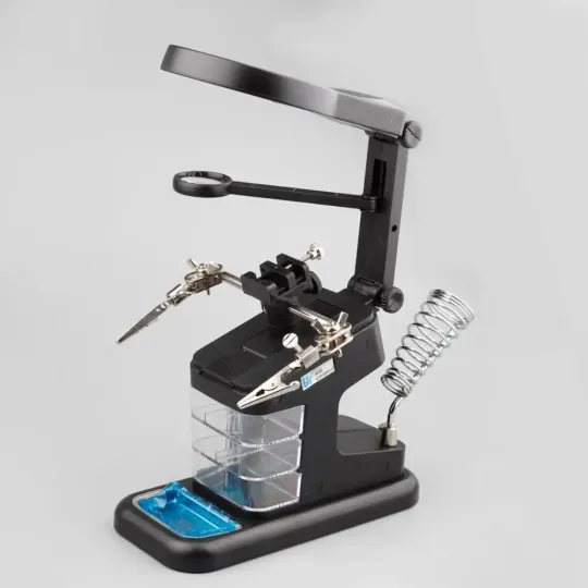 Третя рука для паяння (тримач плат із підставкою для паяльника), LED-підсвітка (TH-7026) Ціна