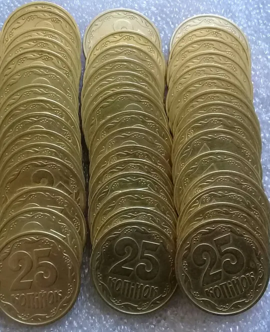 (2476) 25 копійок 1992 3БАм, нечаста - 75 монет в хорошому стані, одним лотом (25 копеек 1992 3БАм опт) Інтернет-аукціон