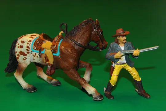 Купити Ковбой та кінь 90-100мм BULLY BULLYLAND ФРГ м`яка резина!