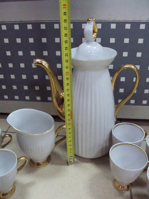 Сервиз кофейный набор чайник, сливочник и чашки фарфор полонное лот №10974 Інтернет-аукціон