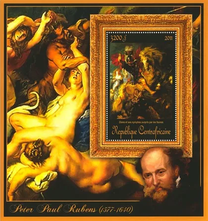 фото, ЦАР-Живопись- Рубенс -2011.Чистый  красивый Блок.MNH.
