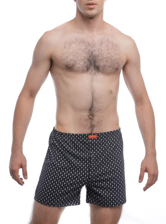 Чоловічі труси боксерки сімейні класичні 100% бавовна Atlet МБ 000004 принт чорні З аукціону