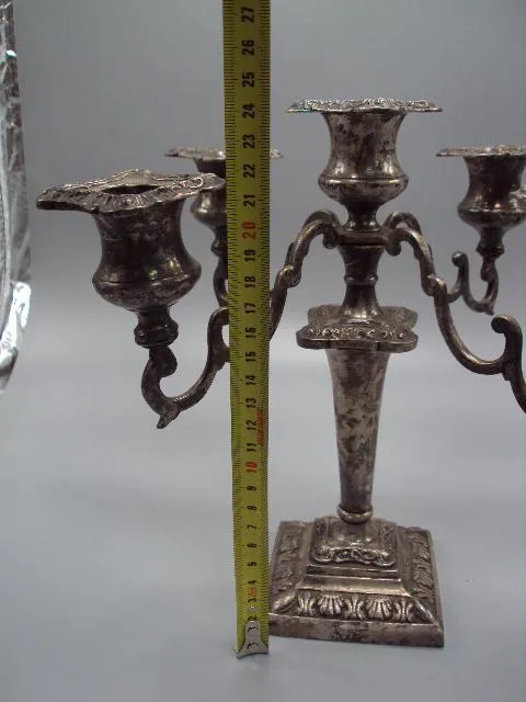 Подсвечник мельхиор канделябр на пять свечей высота 24,5 см (№1438) З аукціону