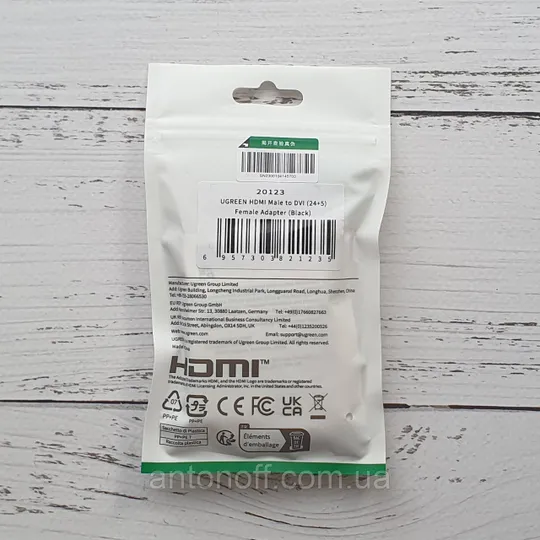 Купити Адаптер перехідник Ugreen HDMI to DVI (24+5) 20123 / HDMI Male to DVI Female Adapter Чорний