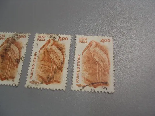 марки Индия 2001 животные птицы нарисованая цапля аист лот 5 шт гаш №1737 Де купити