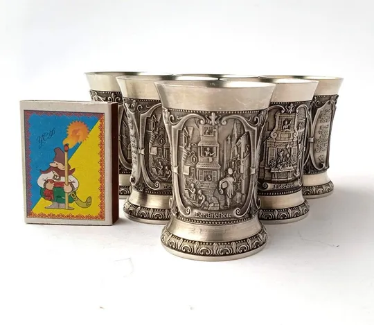 Олов&#039;яні чарки рюмки К. Шпіцвег 6 штук 50 мл WMF Germany Yz12 Інтернет-аукціон