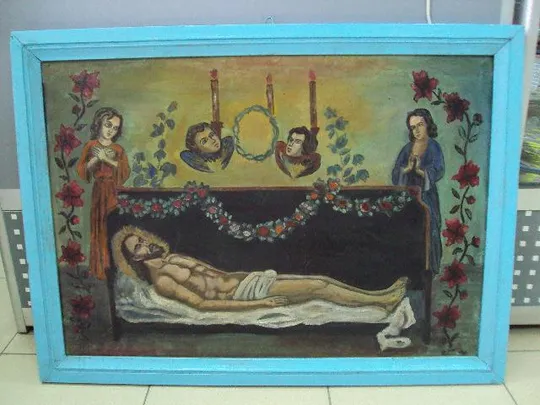 Картина икона Иисус Христос во гробе Мёртвый Христос в гробу, холст масло №11678 Ціна