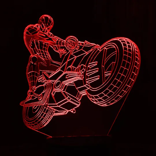 Акриловий світильник-нічник Людина-Павук мотоцикл червоний tty-n001278 Ціна