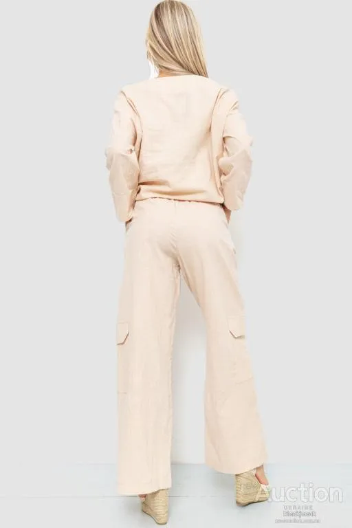 Костюм женский свободнго кроя жатка, цвет бежевый, 115R0530 Продаж