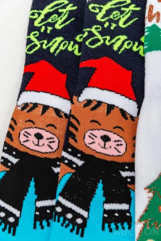 Комплект женских носков новогодних 3 пары, цвет темно-синий,белый,светло-серый, 151R253 Де купити