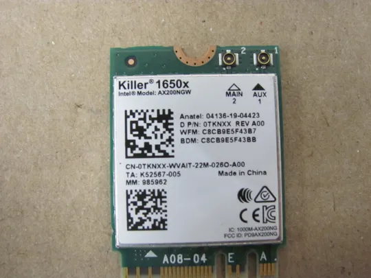 Купити 667-20 WI-FI модуль AX200NGW  KILLER 1650X 0TKNXX для Dell Inspiron G15 5510 5511 5515 оригінал