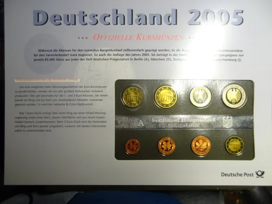 Комплект євромонет Німеччини 2005 A (повний комплект) UNC Ціна
