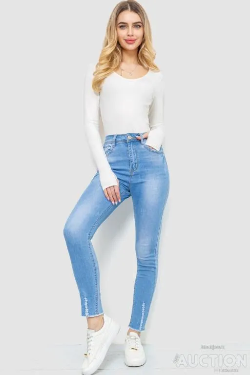 Купити Джинсы женские с потертостями, цвет голубой, 214R1530