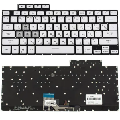 фото, Клавіатура для ноутбука ASUS (FX516 series) rus, white, без фрейму, підсвічування клавіш