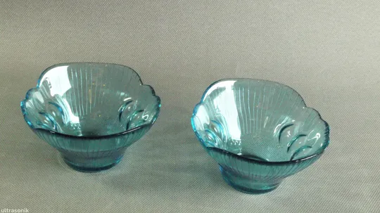 Креманки піалки цукерниці вазочки 2шт міні бірюзове кольорове радянське скло Вживане Інтернет-аукціон