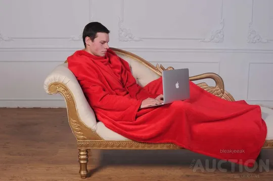 Рукоплед Плед з рукавами і кишенями з мікрофібри 200х150. червоний Інтернет-аукціон