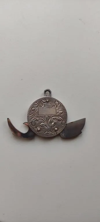 фото, Старинная подвеска-мультитул, серебряный sterling корпус, нож и открывалка kt326