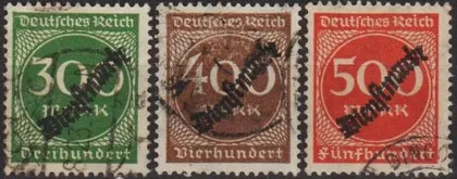 фото, 1923 - Німеччина - Службові - Деномінація - Надруки Mi.79-81 _6,0 €
