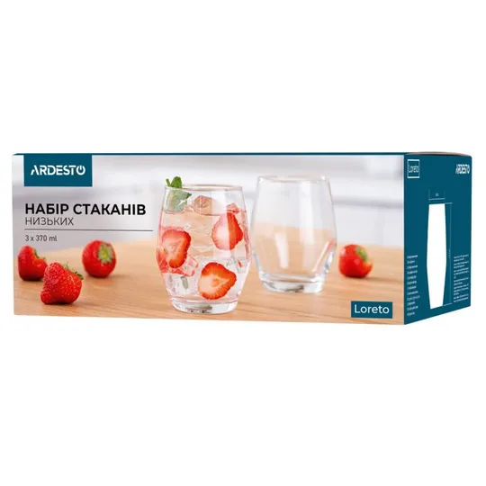 Набор низких стаканов Ardesto Loreto AR2637LLT 370 мл 3 шт З аукціону