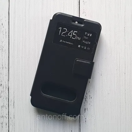 фото, Чохол-книжка Xiaomi Redmi 2 для телефона (з віконцем) Чорний