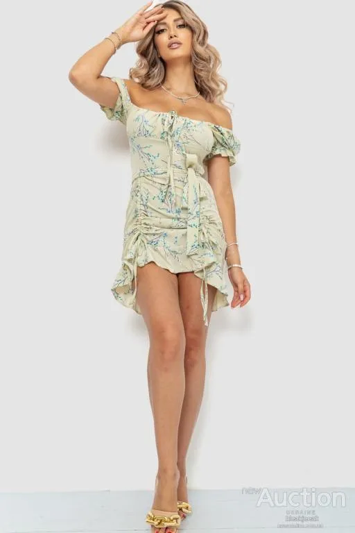 Платье с цветочным принтом, цвет оливковый, 176R1032 Ціна