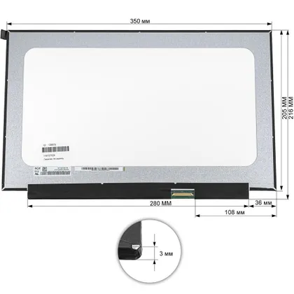 фото, Матриця 15.6 NV156FHM-T06 touch (1920*1080, 40pin(eDP, IPS), LED, SLIM(без планок та вушок), матова, роз'єм праворуч знизу) для