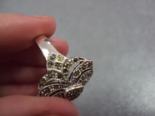 Кольцо женское ажурное сердечко серебро 925 проба ссср вес 6,55 г размер 17,5 (нет 3 камушка) №15004 Недорого