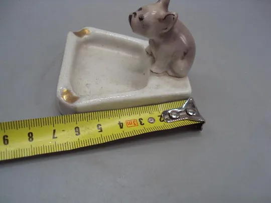 Пепельница фарфор Песочное собака бульдог собачка Первомайский фарфоровый завод 5х6,7х6 см №14036 З аукціону