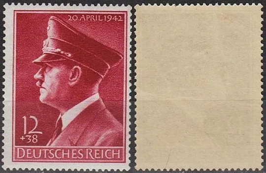 1942 - Рейх - 53 роки Гітлеру Mi.813 _15,0 Євро ** Ціна