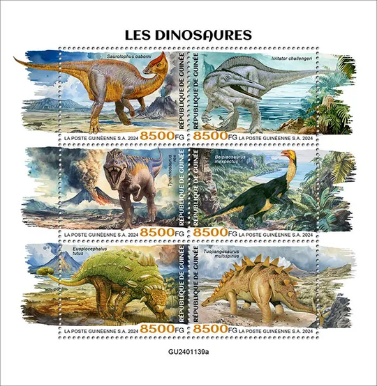 Купити Гвинея - Динозавры-2024. Чистый полный красивый комплект-М/Лист +2 Блока. MNH.