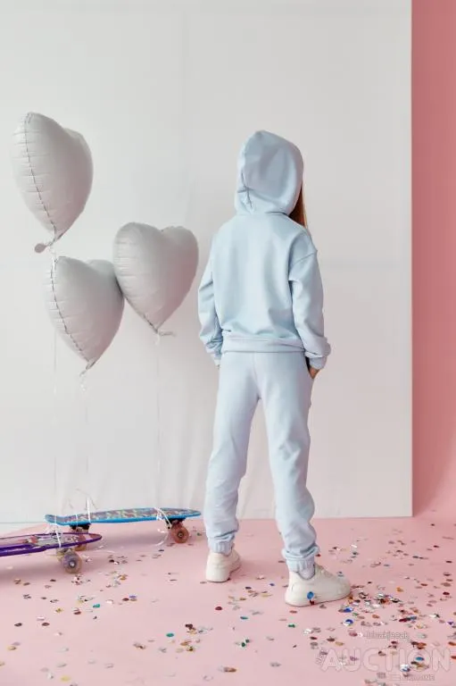 Дитячий костюм худі та джогери для дівчинки колір світло блакитний Інтернет-аукціон
