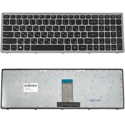 фото, Клавіатура для ноутбука LENOVO (IdeaPad: U510, Z710) rus, black, silver frame (ОРИГИНАЛ)