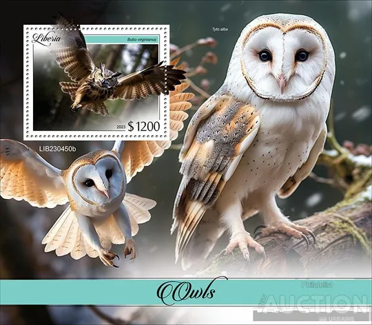 Либерия -Птицы- Совы -2023.Чистый полный красивый комплект. MNH. Ціна