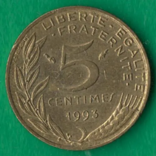 5 сантимів 1993 року Франція [М] Ціна