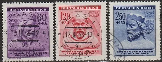 1943 - Рейх - Богемія - Зимова допомога Mi.114-16 _гаш _3,0 € Ціна