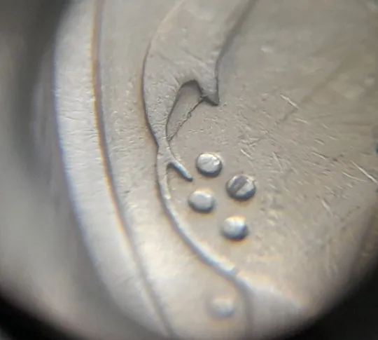 (5922) 25 копійок 1994 1БВк розколи у 6 гроні на реверсі (25 копеек 1994 1БВк брак, раскол) Продаж