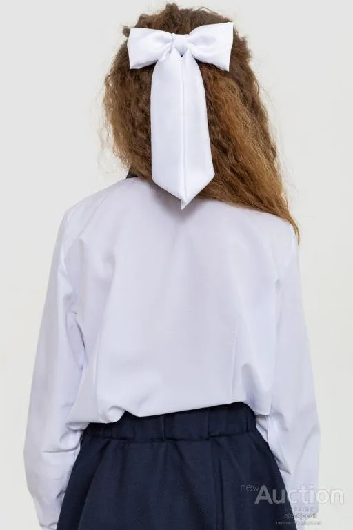 Блуза для девочек нарядная, цвет бело-синий, 172R201-1 Продаж