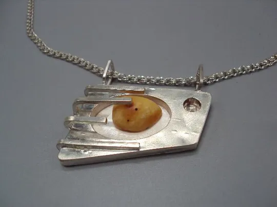 Купити Женский набор колье цепочка и кулон и браслет янтарь серебро 925 проба Украина вес 82,2 г №14120